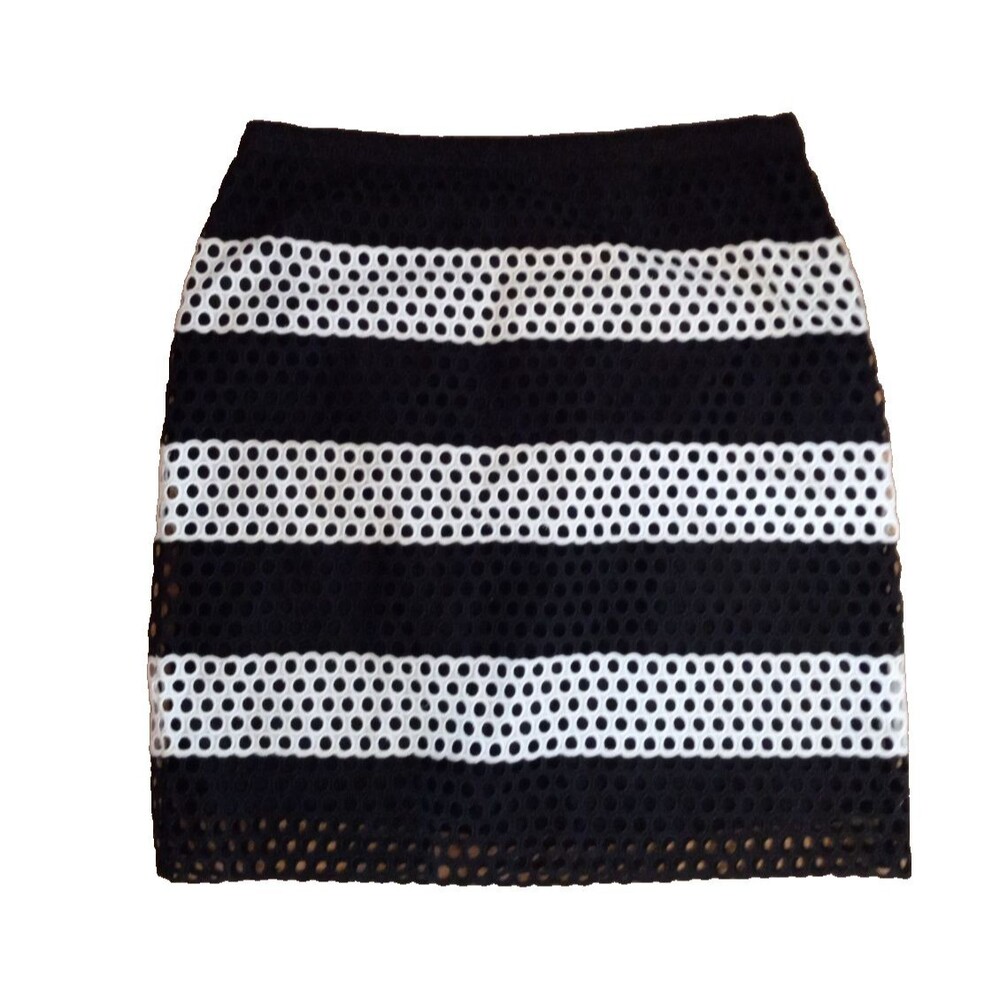 Michael Kors Black White Eyelet Short Skirt Size 10